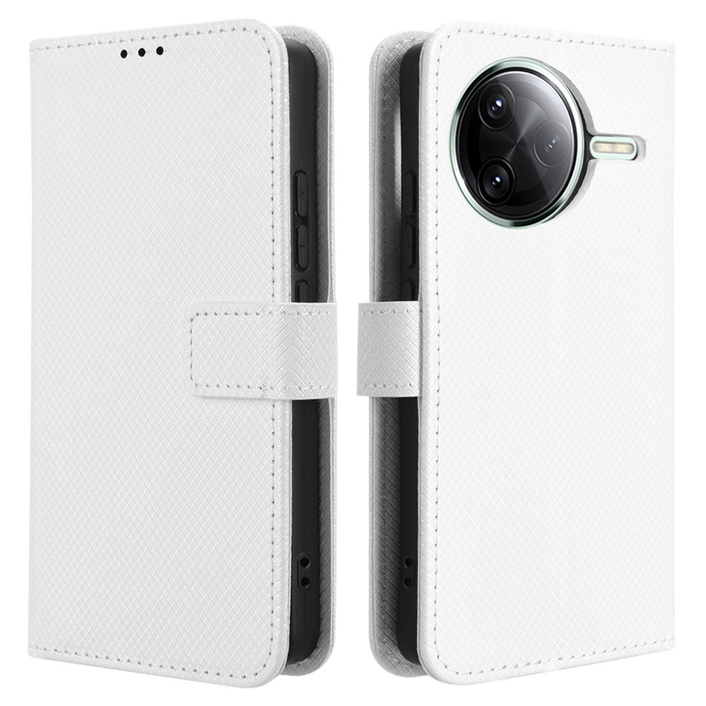 For Xiaomi Redmi K80 5G / K80 Pro 5G / Poco F7 Pro 5G / Poco F7 Ultra 5G Case PU Leather Diamond Texture Wallet Phone Cover - White