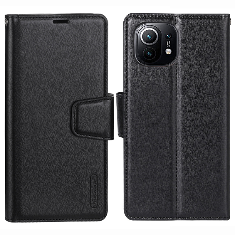 

Hanman Mill -serie Für Xiaomi Mi 11 Lite 5G / 4g / 11 Lite 5G NE Anti-scratch PU Leder Hülle Magnetverschluss Brieftasche Telefonständer Cover - Schwarz, Xiaomi Mi 11 Lite 5G