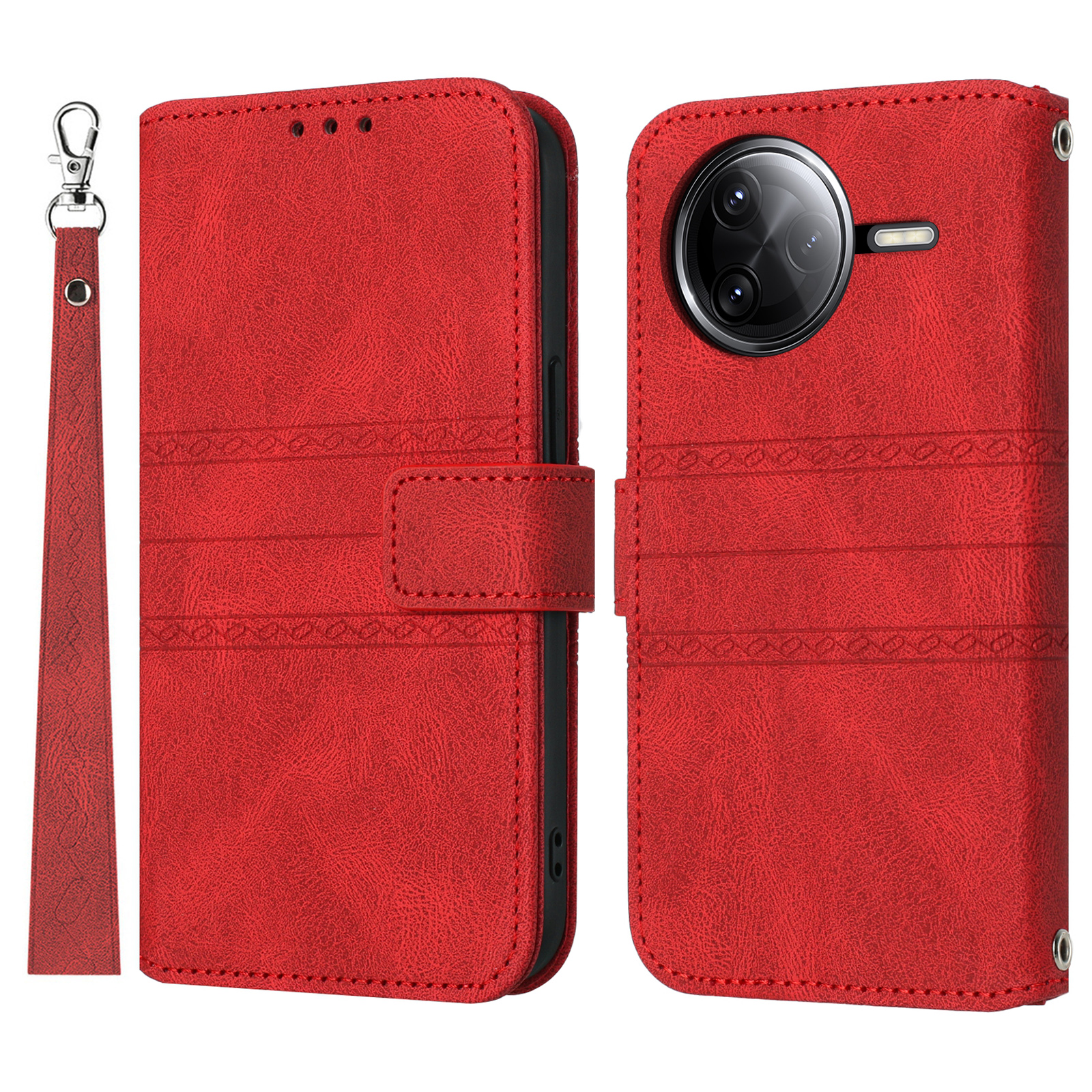 For Xiaomi Poco F7 Ultra 5G / Poco F7 Pro 5G / Redmi K80 5G / K80 Pro 5G Case Wallet Skin-Touch Leather Imprinted Phone Cover - Red