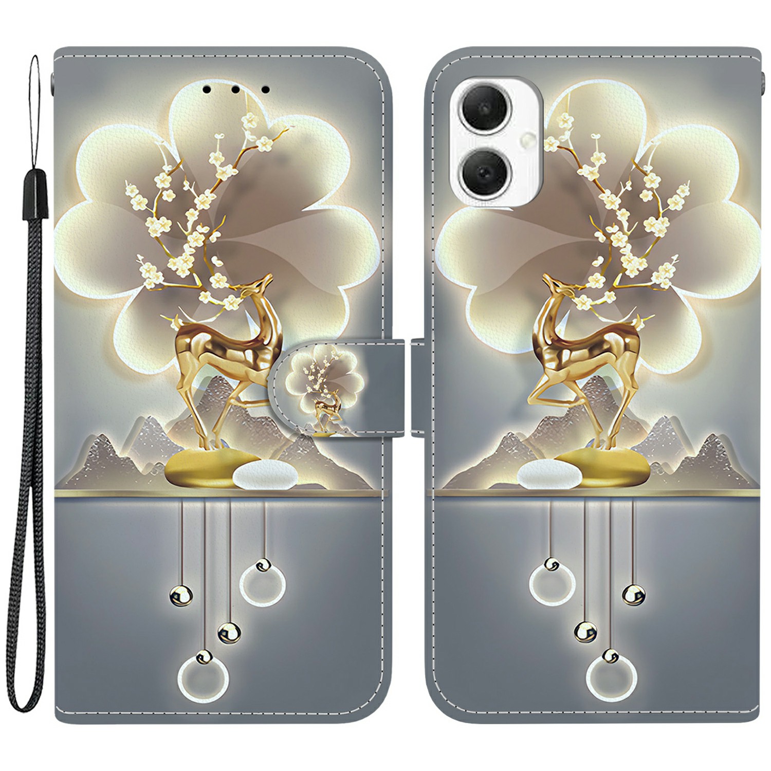 For Samsung Galaxy A06 4G Case Pattern Printing Anti-Drop Leather Flip Wallet Phone Cover with Lanyard - Sika Deer
