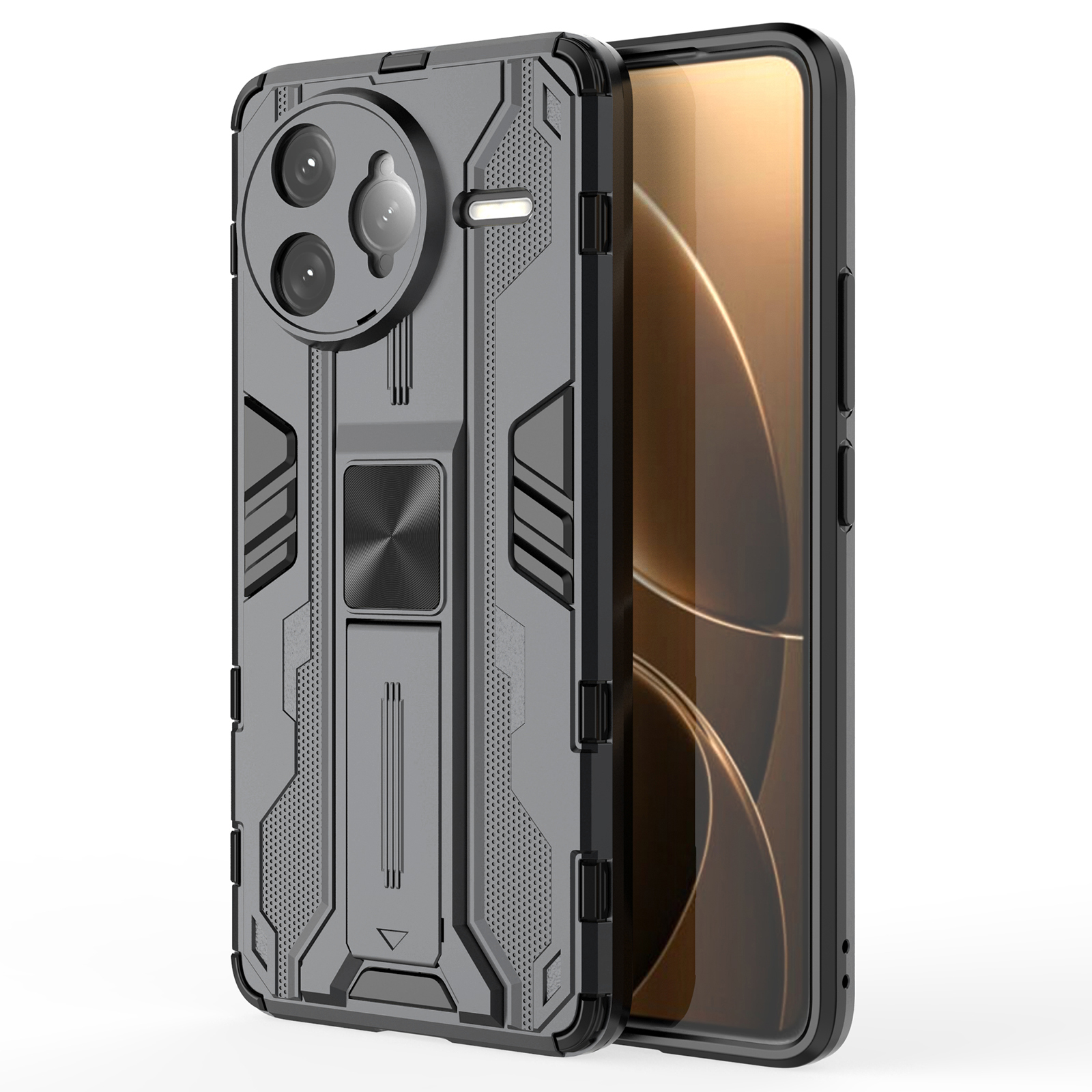 For Xiaomi Poco F7 Ultra 5G / Redmi K80 Pro 5G Case PC + TPU Shockproof Phone Cover with Kickstand - Black