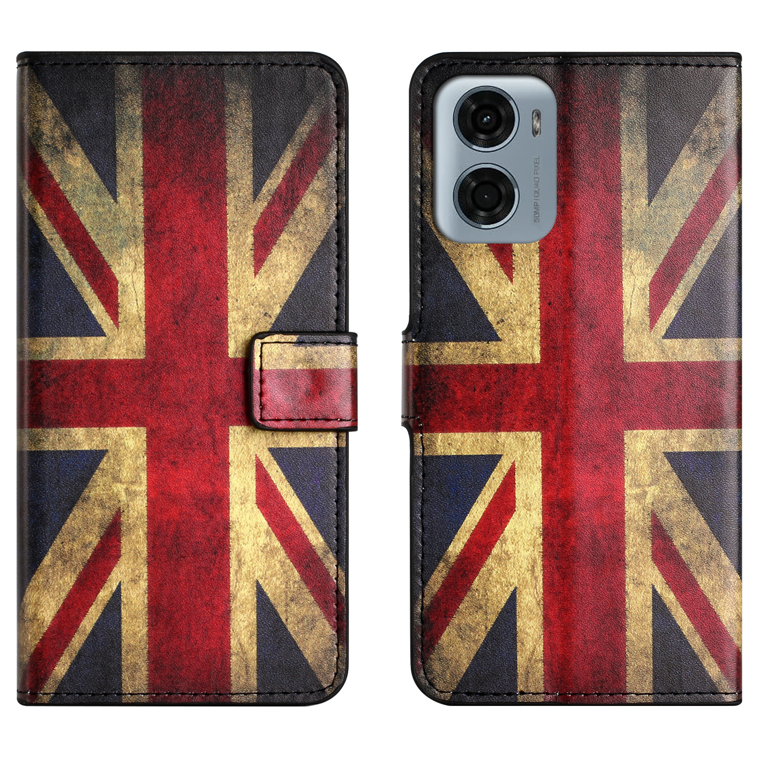 For Motorola Moto E15 4G  /  G05 4G Case Pattern Print PU Leather Wallet Phone Cover - Union Jack