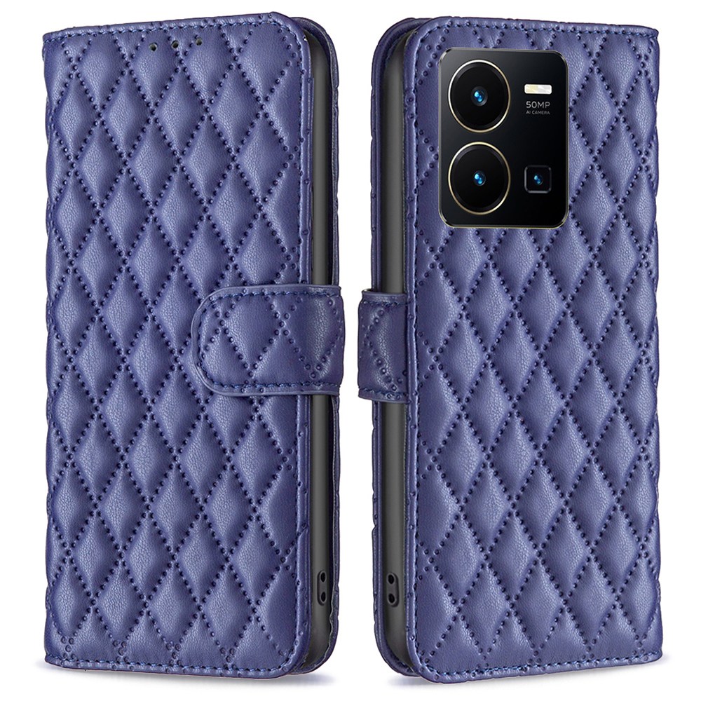 

Binfen Color BF Style-14 Für Vivo Y35 4g (2022) / Y22 4G Eingeprägter Rhombusmuster Phone Hülle PU Leder Magnetverschluss Ständer Brieftasche Abdeckung - Blau, vivo Y35 4G (2022)