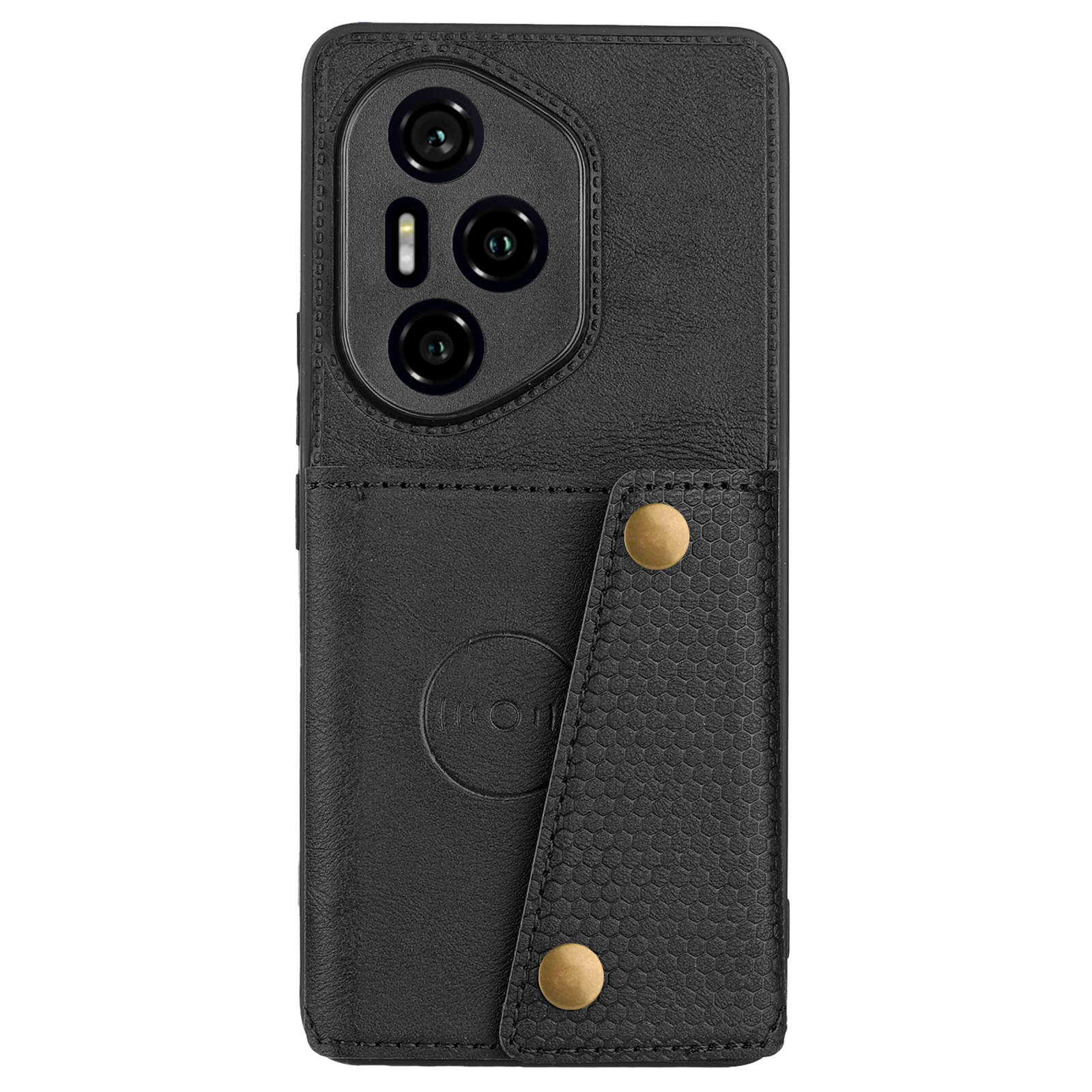For Honor 300 Pro Case with Card Slots Kickstand Leather + TPU Phone Cover - Black