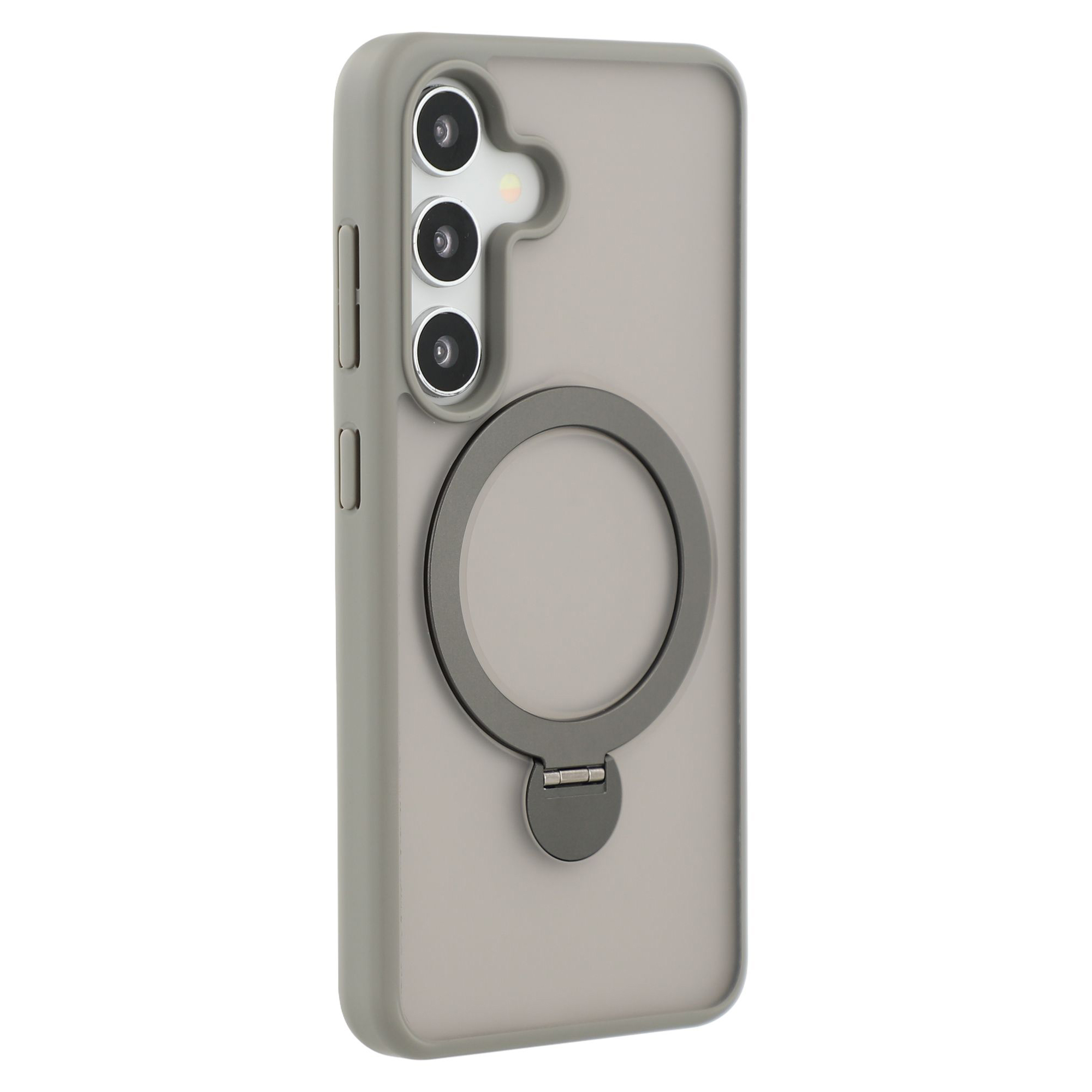 For Samsung Galaxy S25 Magnetic Case Rotary Ring Kickstand TPU + PC Phone Cover - Titanium Grey