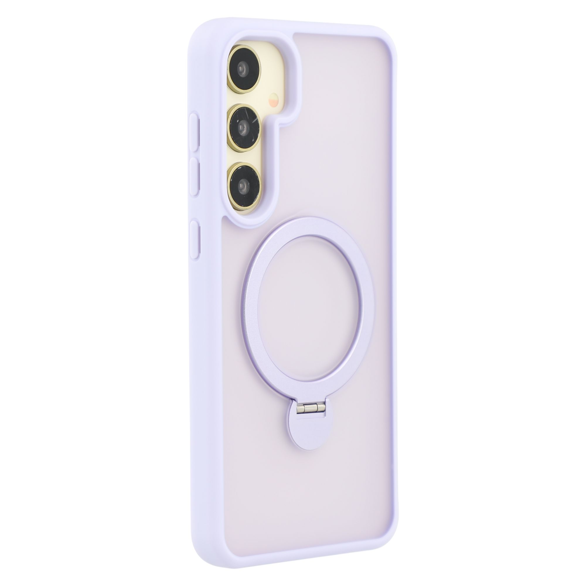 For Samsung Galaxy S25+ Magnetic Case Rotary Ring Kickstand TPU + PC Phone Cover - Light Purple