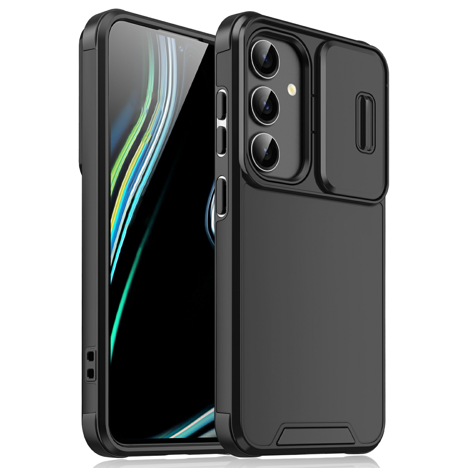 For Samsung Galaxy A56 5G  /  A36 5G Case PC + TPU Shell with Slide Camera Phone Cover - Black