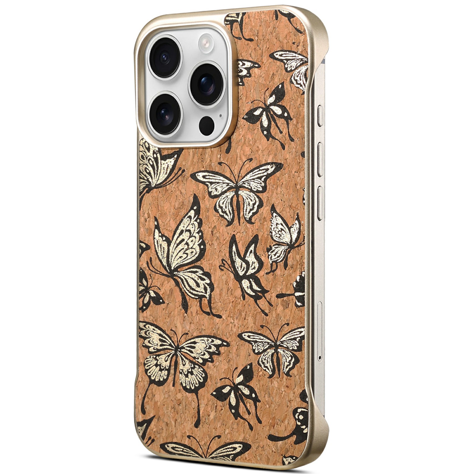 A18 For iPhone 16 Pro Max Invisible Magnetic Case Compatible with MagSafe PC Baked Paint Phone Back Cover - Golden Butterfly