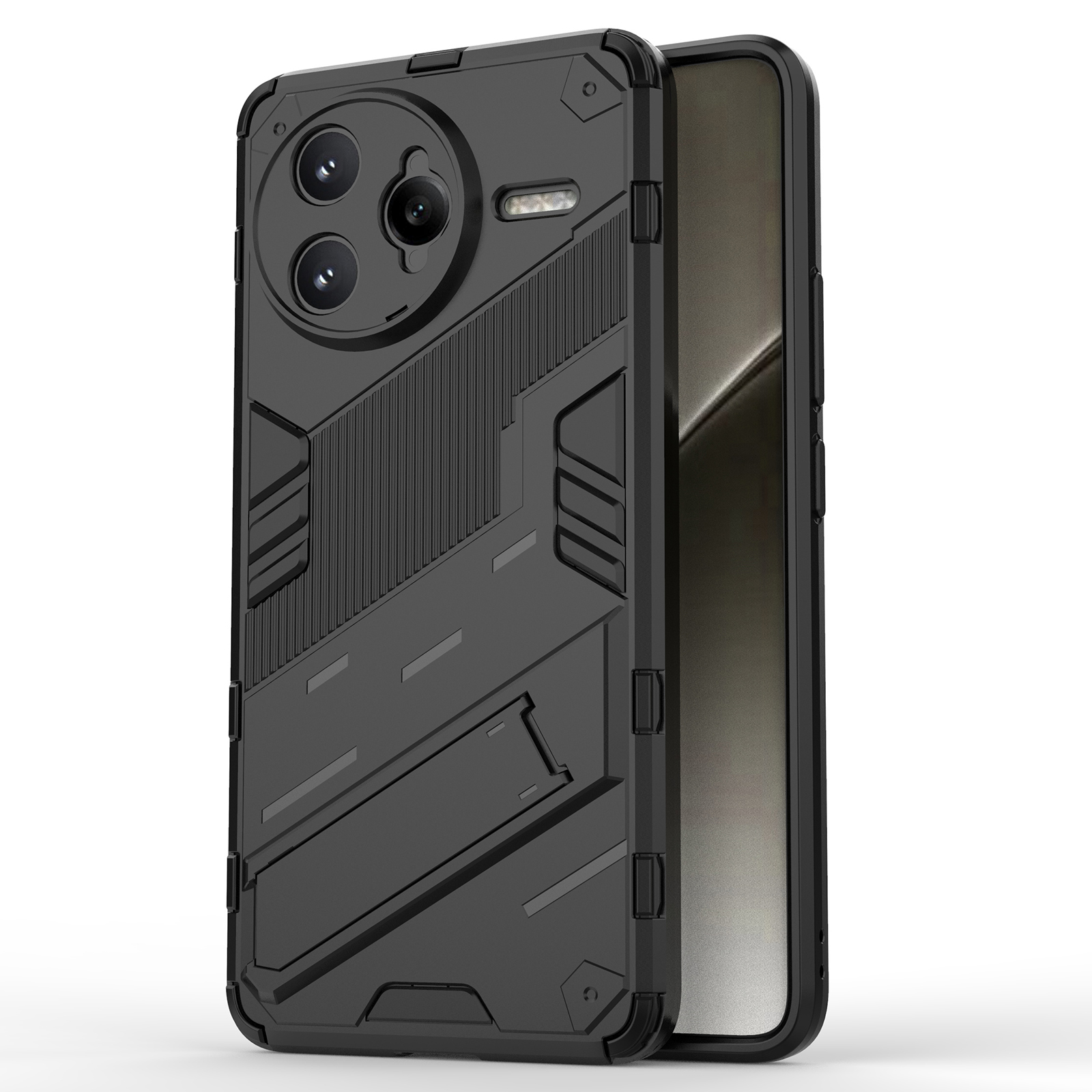 For Xiaomi Poco F7 Ultra 5G / Redmi K80 Pro 5G Case PC + TPU Shockproof Phone Cover with Kickstand - Black