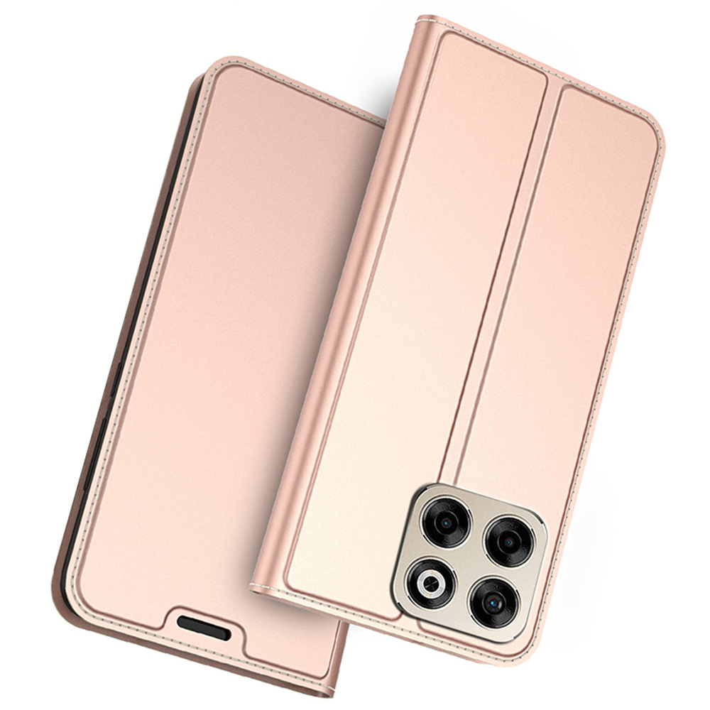 For ZTE Blade V70 Case PU Leather Phone Cover with Card Holder Stand Magnetic Closure - Rose Gold