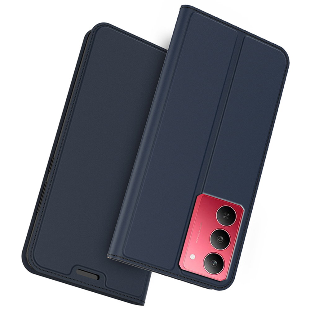For Realme 14x 5G / V60 Pro 5G Case PU Leather Phone Cover with Card Holder Stand Magnetic Closure - Blue