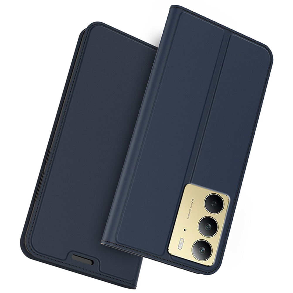 For Realme C75 4G Case PU Leather Phone Cover with Card Holder Stand Magnetic Closure - Blue