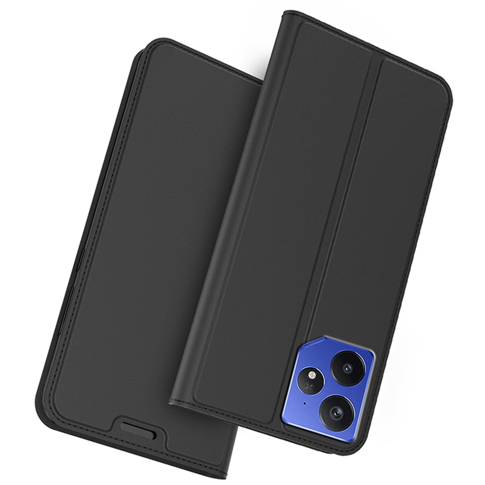 For Realme Neo7 5G Case PU Leather Phone Cover with Card Holder Stand Magnetic Closure - Black