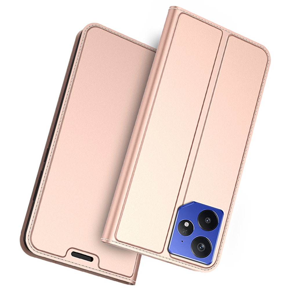 For Realme Neo7 5G Case PU Leather Phone Cover with Card Holder Stand Magnetic Closure - Rose Gold
