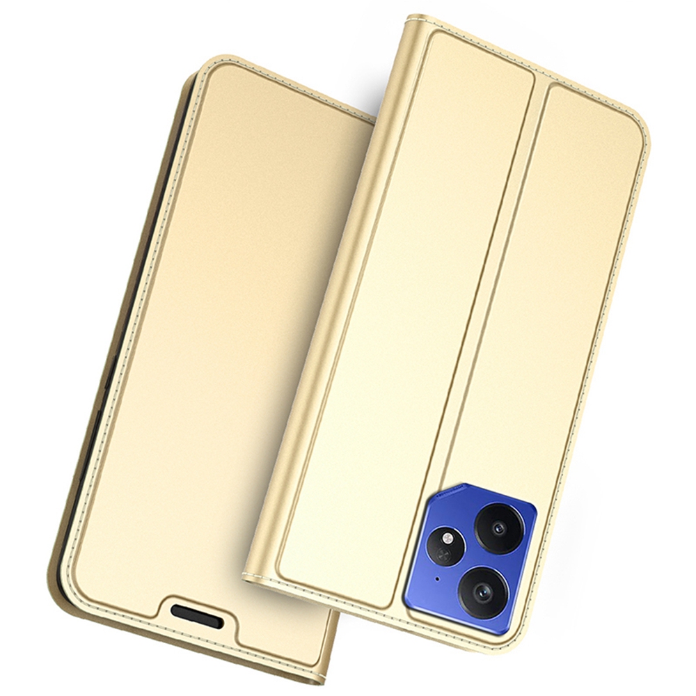 For Realme Neo7 5G Case PU Leather Phone Cover with Card Holder Stand Magnetic Closure - Gold