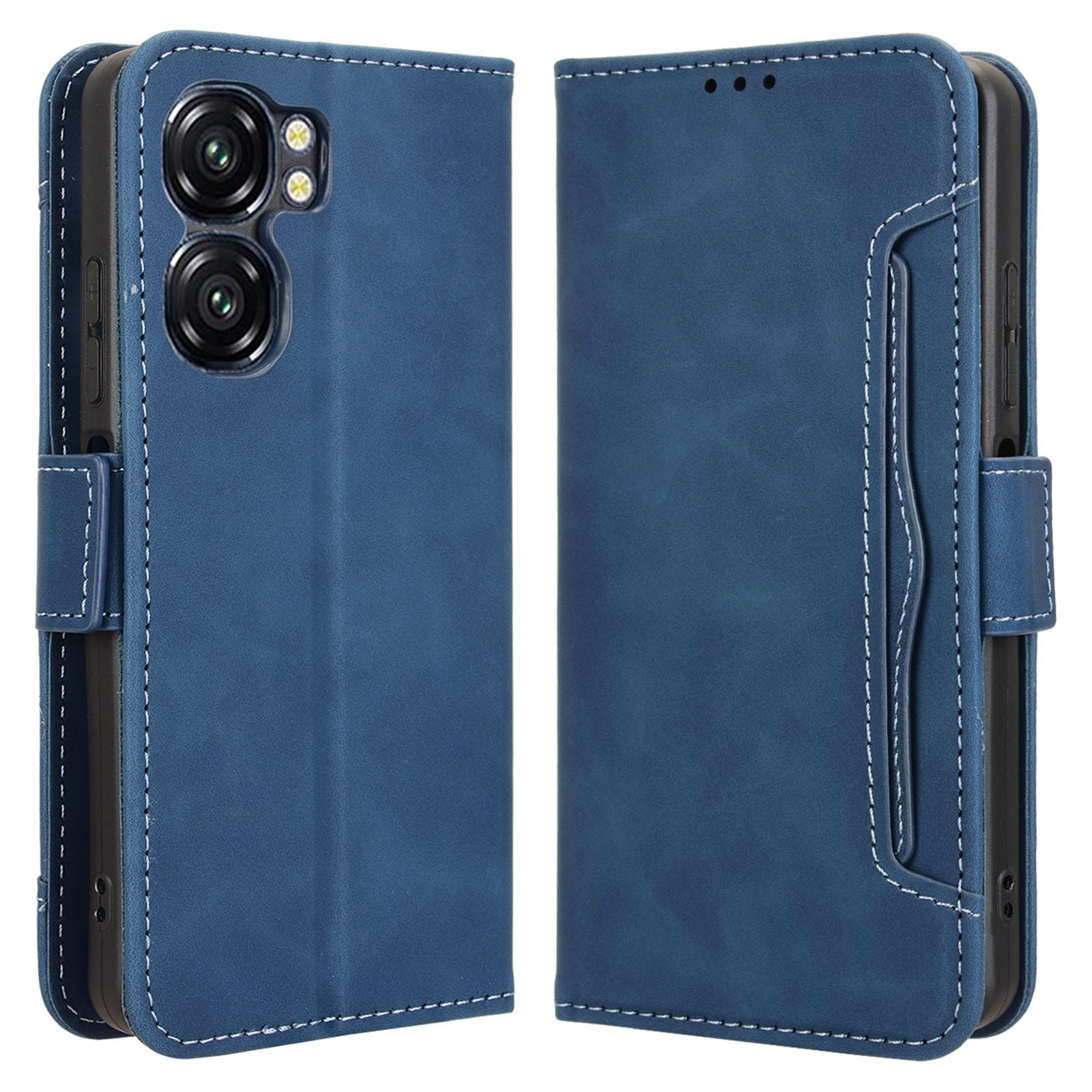 For Oukitel C58 Pro / C58 Leather Case Phone Wallet Cover with Multiple Card Slots - Blue