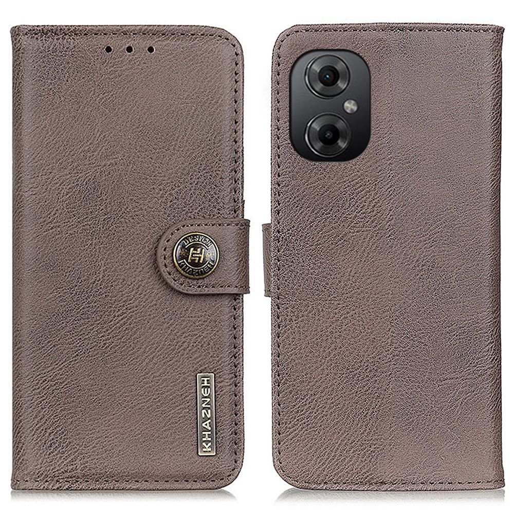 

Khazneh Für Xiaomi Poco M4 5G / M5 5G Kuhlattentextur PU Lederstand Hülle Schockdichte Flip Folio Telefon Brieftasche Abdeckung - Khaki, Xiaomi Poco M4 5G