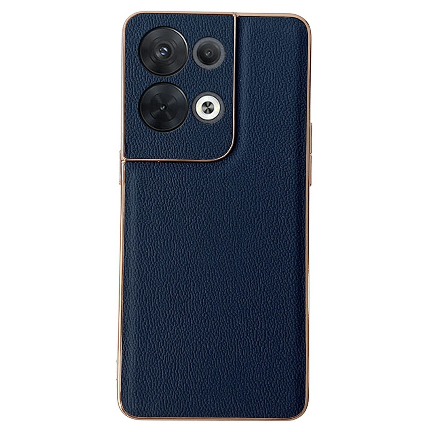 

Für Oppo Reno8 4g / 5g / Reno8 5G (globale Version) Echtes Leder Elektroplieren Stoßdicht Zurückhaltende Hülle Weiche TPU Hartes PC Drop-proof-telefonabdeckung - Blau, Oppo Reno8 4G