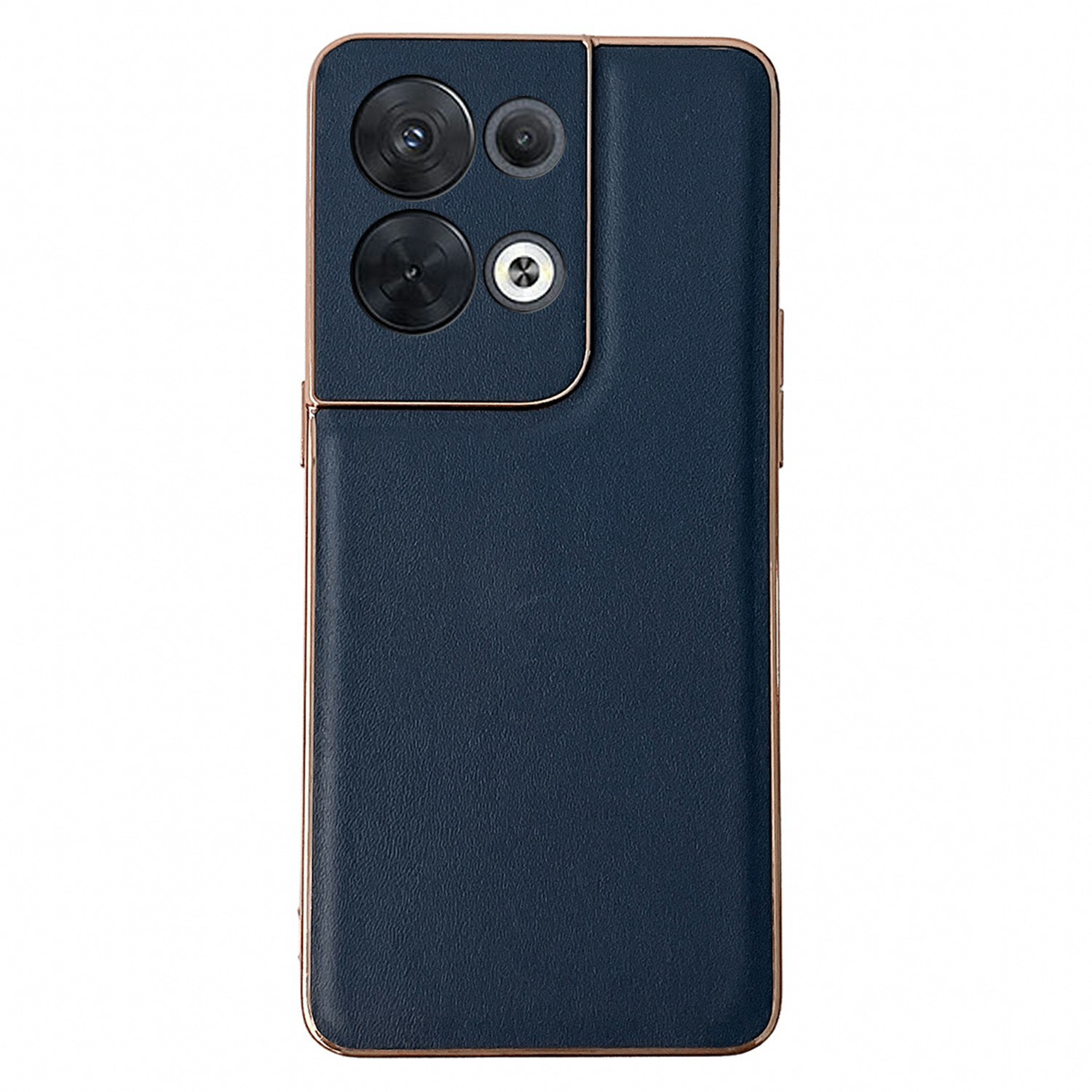 

Für Oppo Reno8 4g / 5g / Reno8 5G (globale Version) Echtes Leder-elektroplating-telefonhülle Hartes PC Soft TPU Anti-scratch-rückzugsabdeckung - Blau, Oppo Reno8 4G