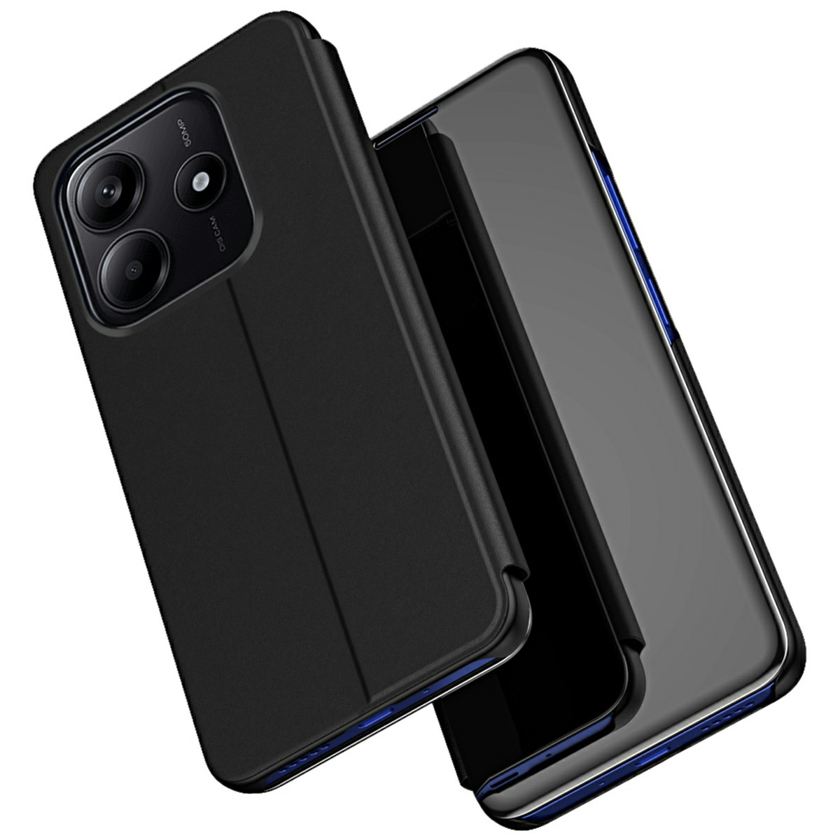 For Xiaomi Redmi Note 14 5G Case View Window Stand Leather Flip Phone Cover - Black