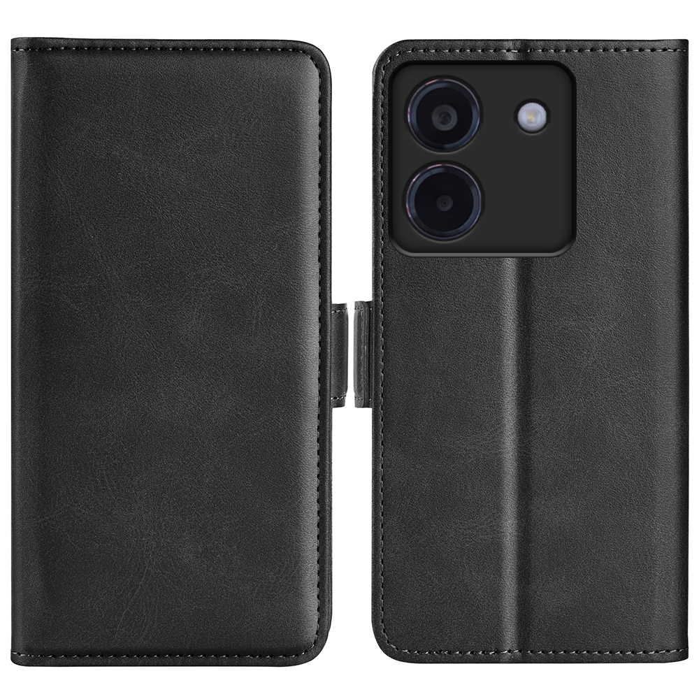 For Xiaomi Poco M7 Pro 5G Stand Case Calf Texture Leather Wallet Phone Cover - Black