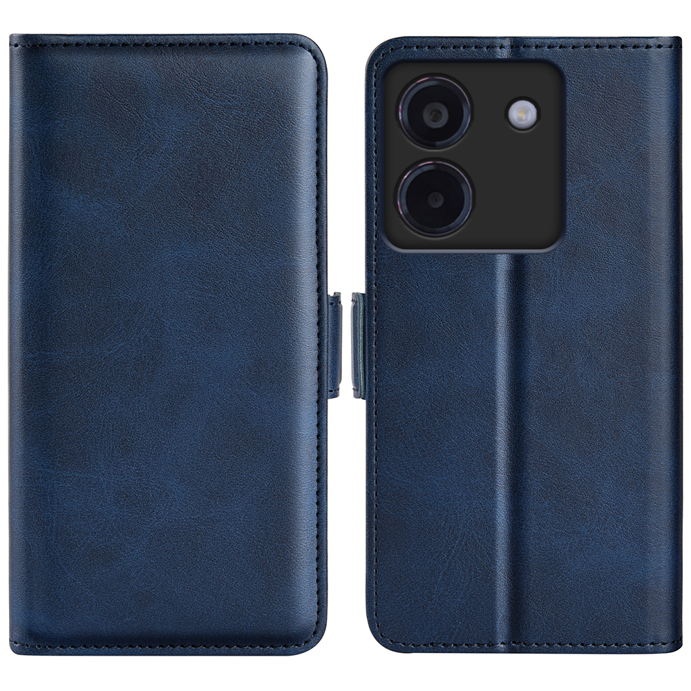 For Xiaomi Poco M7 Pro 5G Stand Case Calf Texture Leather Wallet Phone Cover - Blue