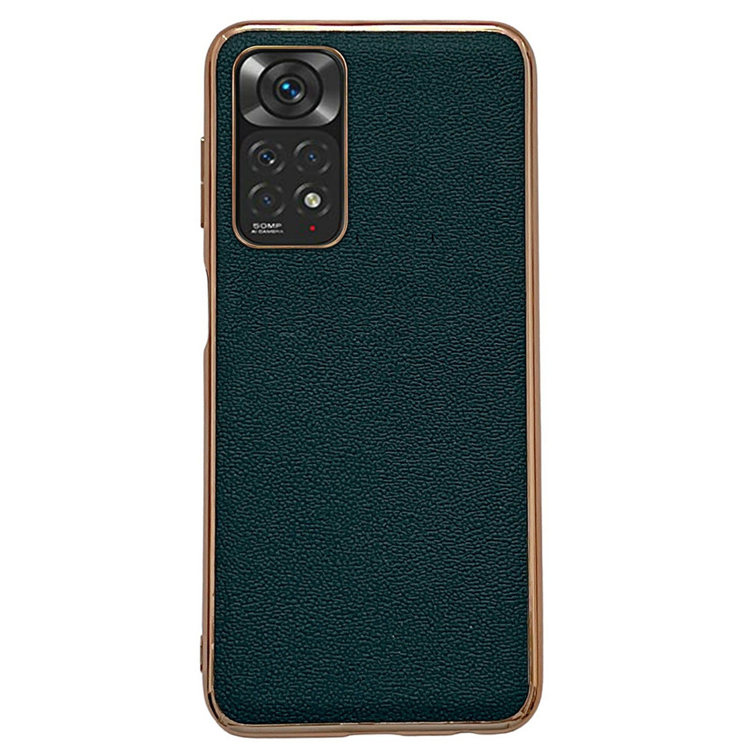 

Für Xiaomi Redmi Note 11 4G (Qualcomm) / Hinweis 11S 4G Echtes Leder -elektroplatten -telefonabdeckung PC + TPU Botor Case - Mitternacht Grün, Xiaomi Redmi Note 11 4G (Qualcomm)