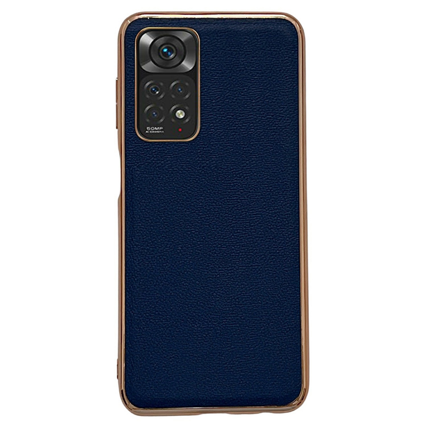 

Für Xiaomi Redmi Note 11 4G (Qualcomm) / Hinweis 11S 4G Echtes Leder -elektroplatten -telefonabdeckung PC + TPU Botor Case - Blau, Xiaomi Redmi Note 11 4G (Qualcomm)