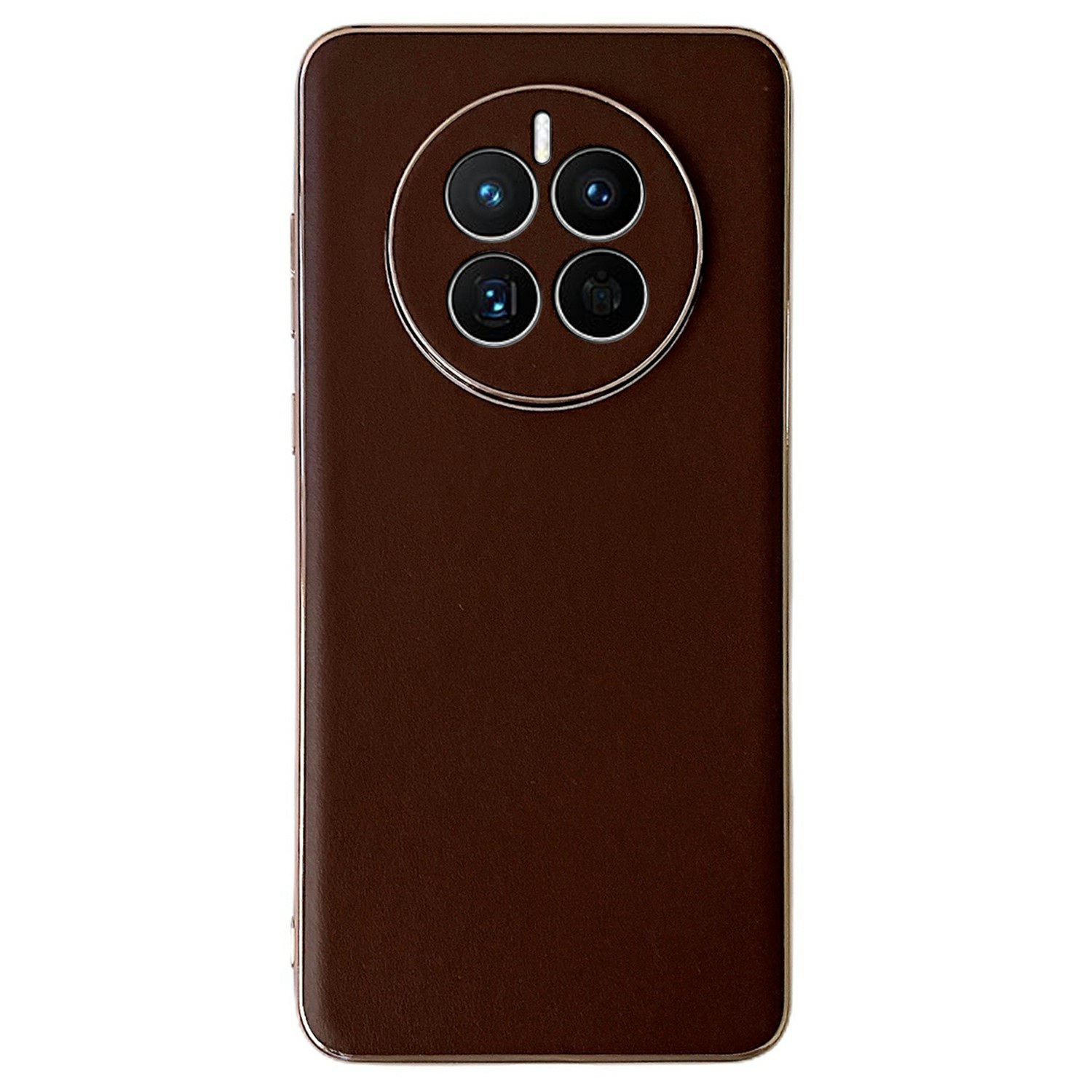 

Echtes Leder + PC + Tpu-hülle Für Huawei Mate 50 4G, Anti-kratzer-elektroplatten Präziser Ausschnitt Telefonabdeckung - Kaffee, Huawei Mate 50 4G