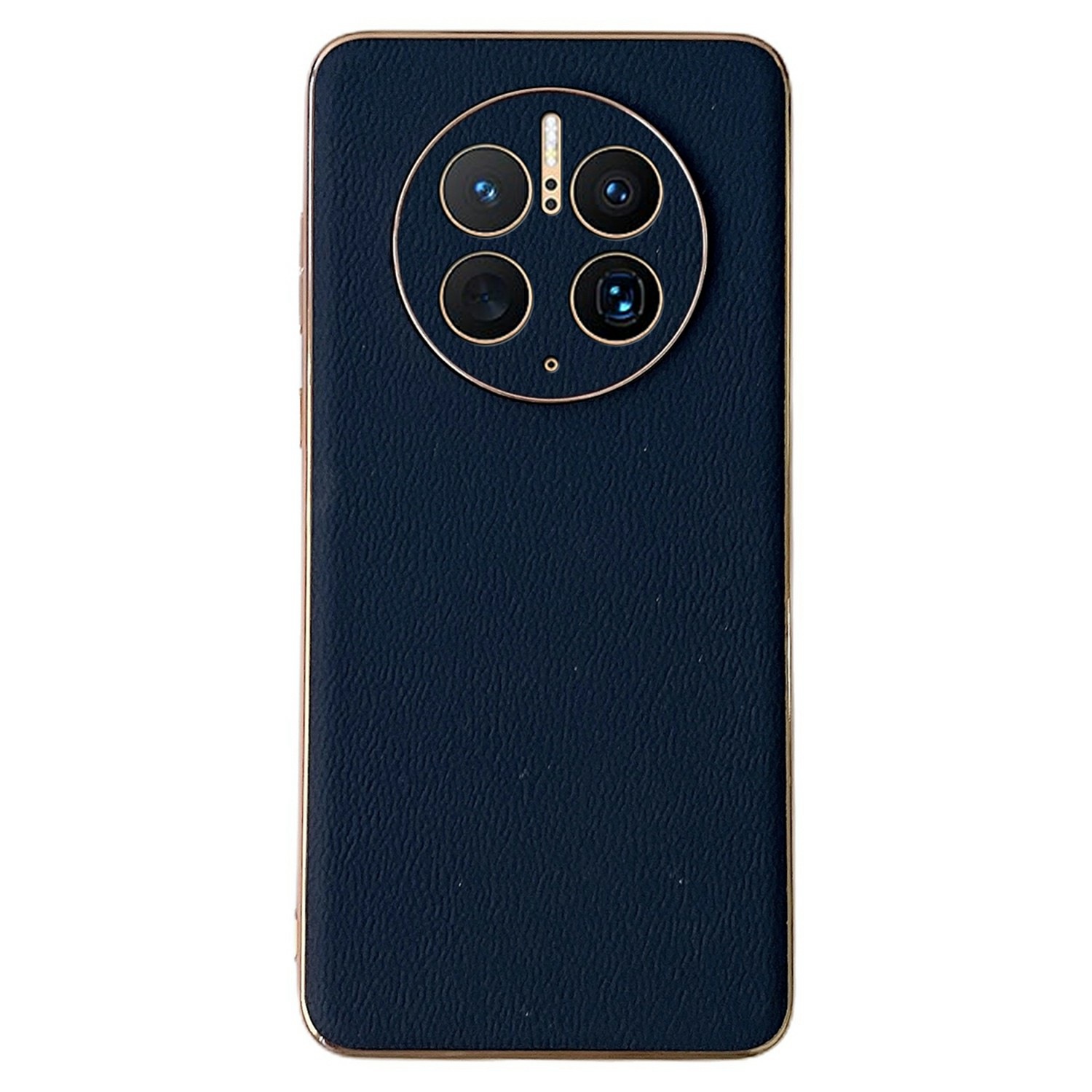 

Elektroplatte Telefonhülle Für Huawei Mate 50 Pro 4G, Echtes Leder + TPU + PC Anti-scratch-rückzugabdeckung - Blau, Huawei Mate 50 Pro 4G