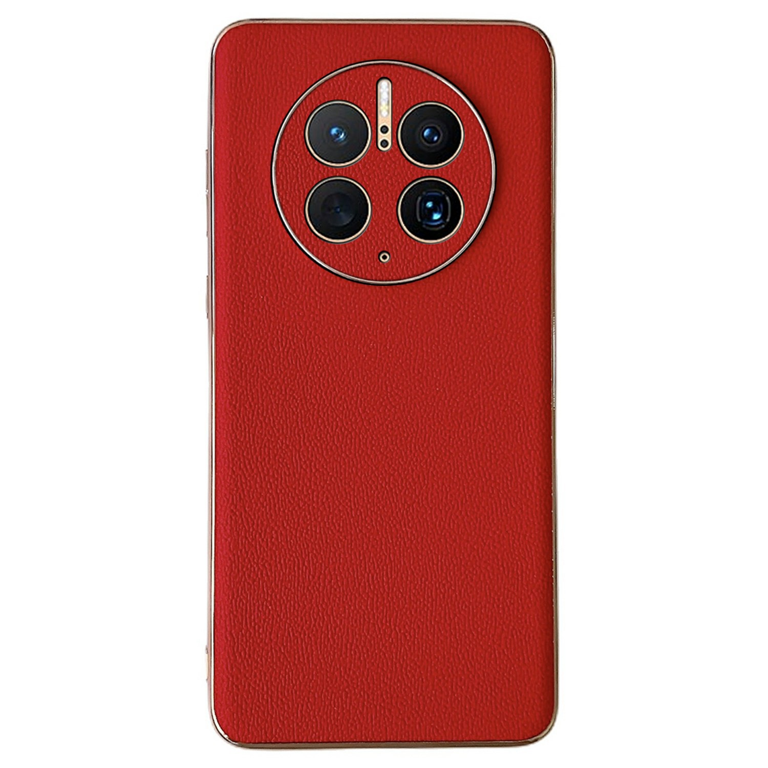 

Elektroplatte Telefonhülle Für Huawei Mate 50 Pro 4G, Echtes Leder + TPU + PC Anti-scratch-rückzugabdeckung - Rot, Huawei Mate 50 Pro 4G