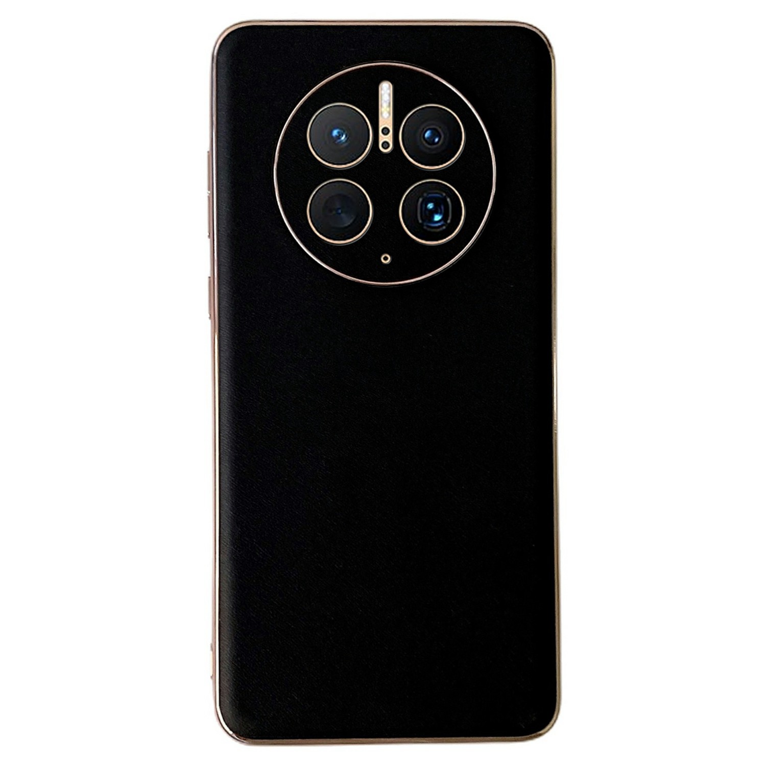 

Für Huawei Mate 50 Pro 4G Echtes Leder-pc + Tpu-hülle Elektroplierendes Anti-drop-telefonfall - Schwarz, Huawei Mate 50 Pro 4G