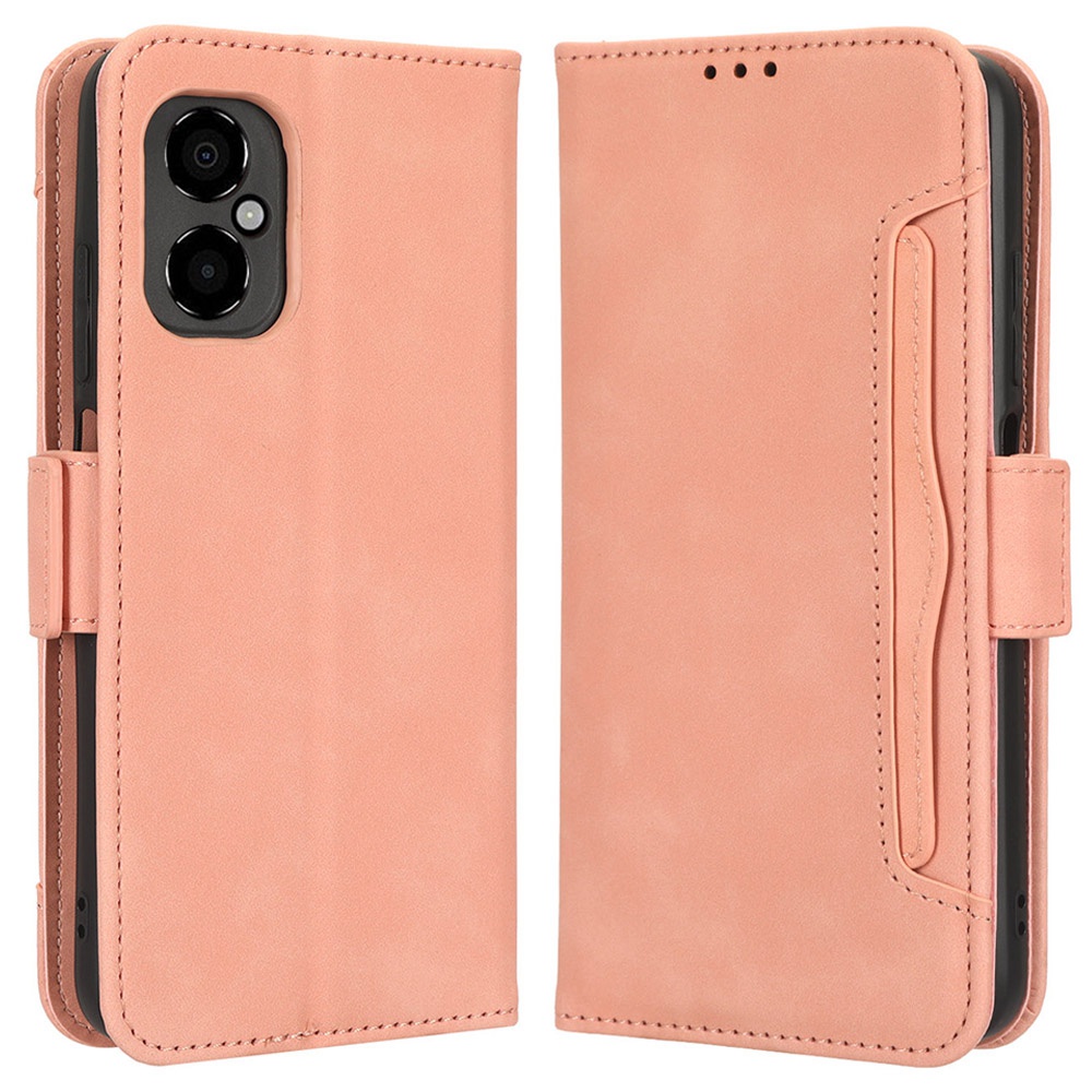 

Für Xiaomi Poco M4 5G PU Leder Brieftaschengehäuse Verfügt Über Mehrere Kartensteckplätze Für Magnetverschluss Flip Cover - Rosa, Xiaomi Poco M4 5G