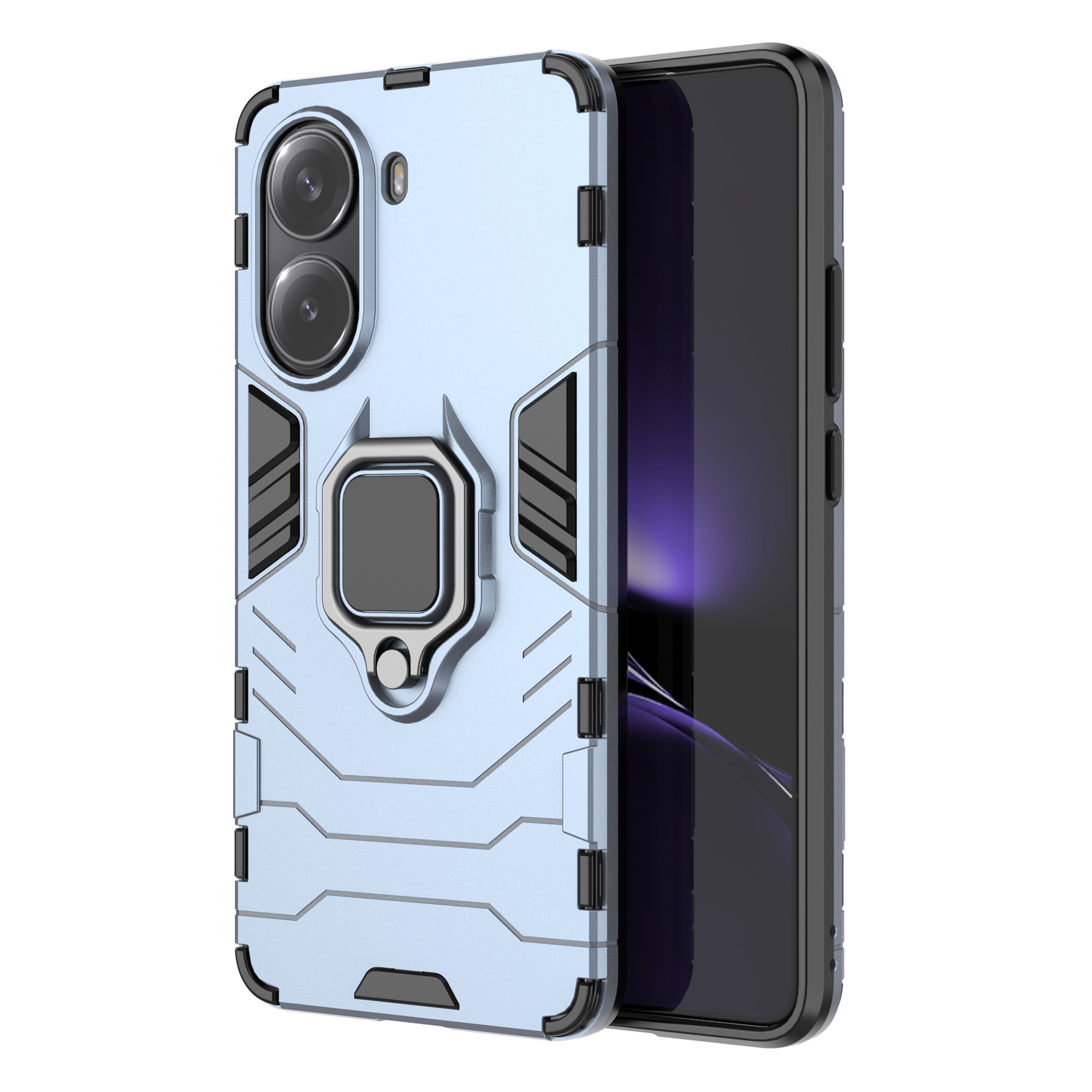 For Xiaomi Poco X7 Pro 5G Case PC + TPU Protective Phone Cover with Ring Kickstand - Blue