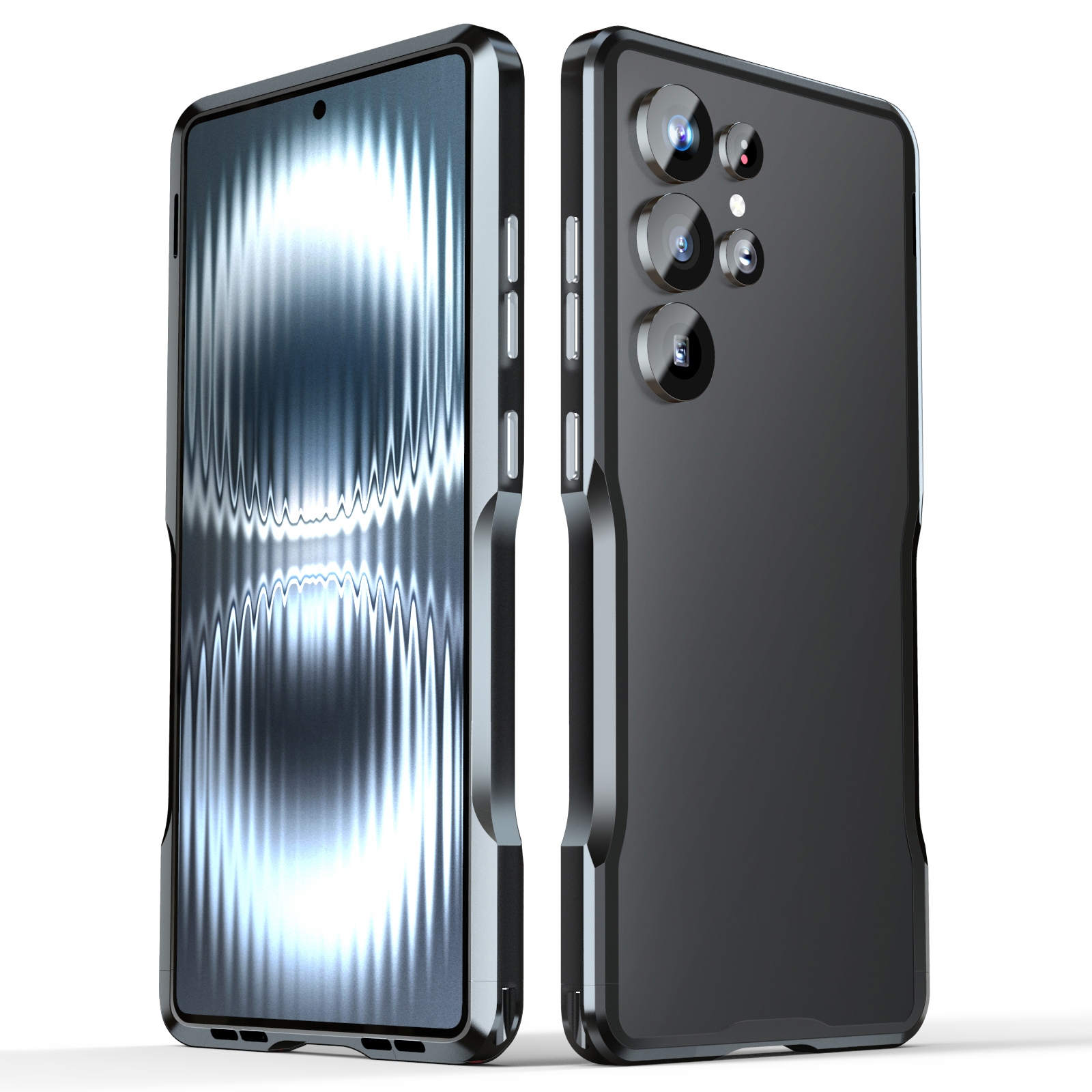 LUPHIE For Samsung Galaxy S25 Ultra Case Metal Bumper Frame Shockproof Phone Cover - Black