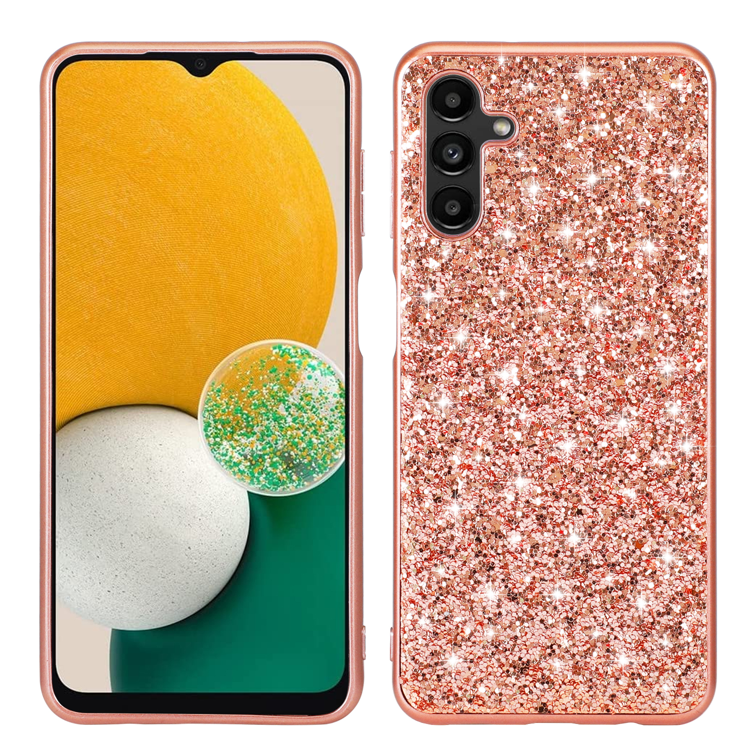 For Samsung Galaxy A36 5G Case TPU + PC Sparkling Glitter Phone Back Cover - Rose Gold