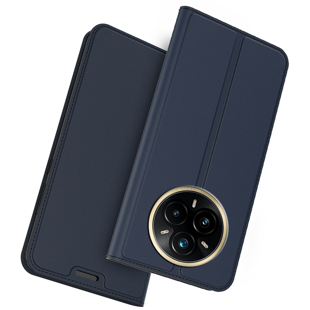 For Realme 14 Pro+ 5G Case PU Leather Phone Cover with Card Holder Stand Magnetic Closure - Blue