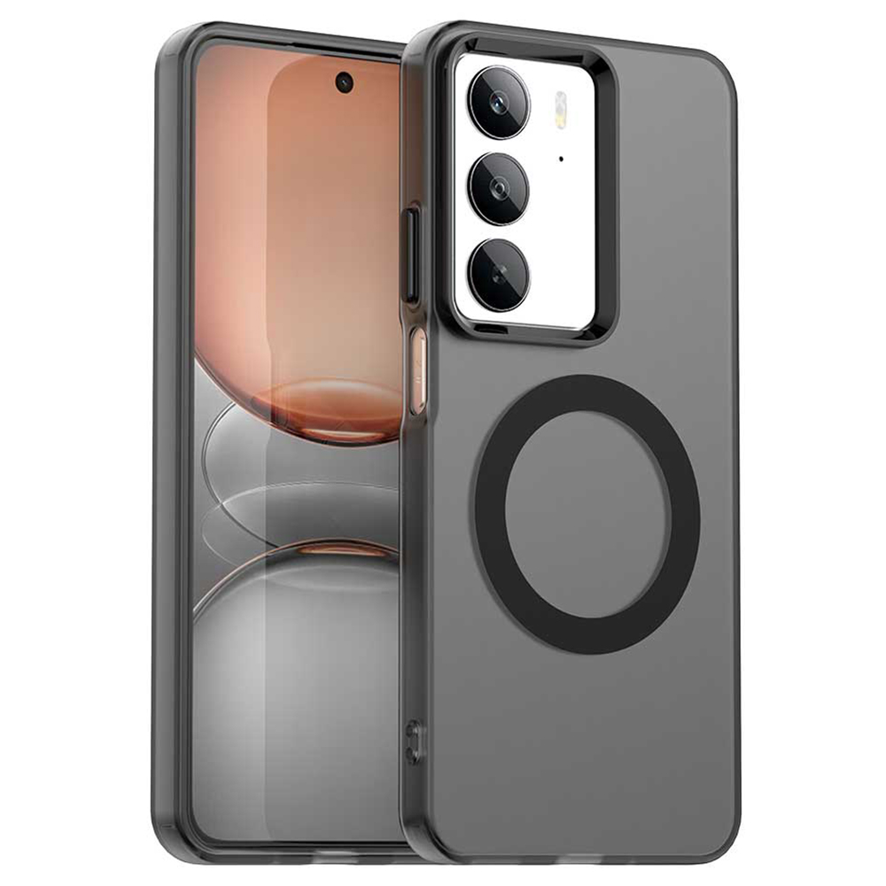 For Realme C75 4G Magnetic Case Anti Drop Hybrid Phone Back Cover - Black