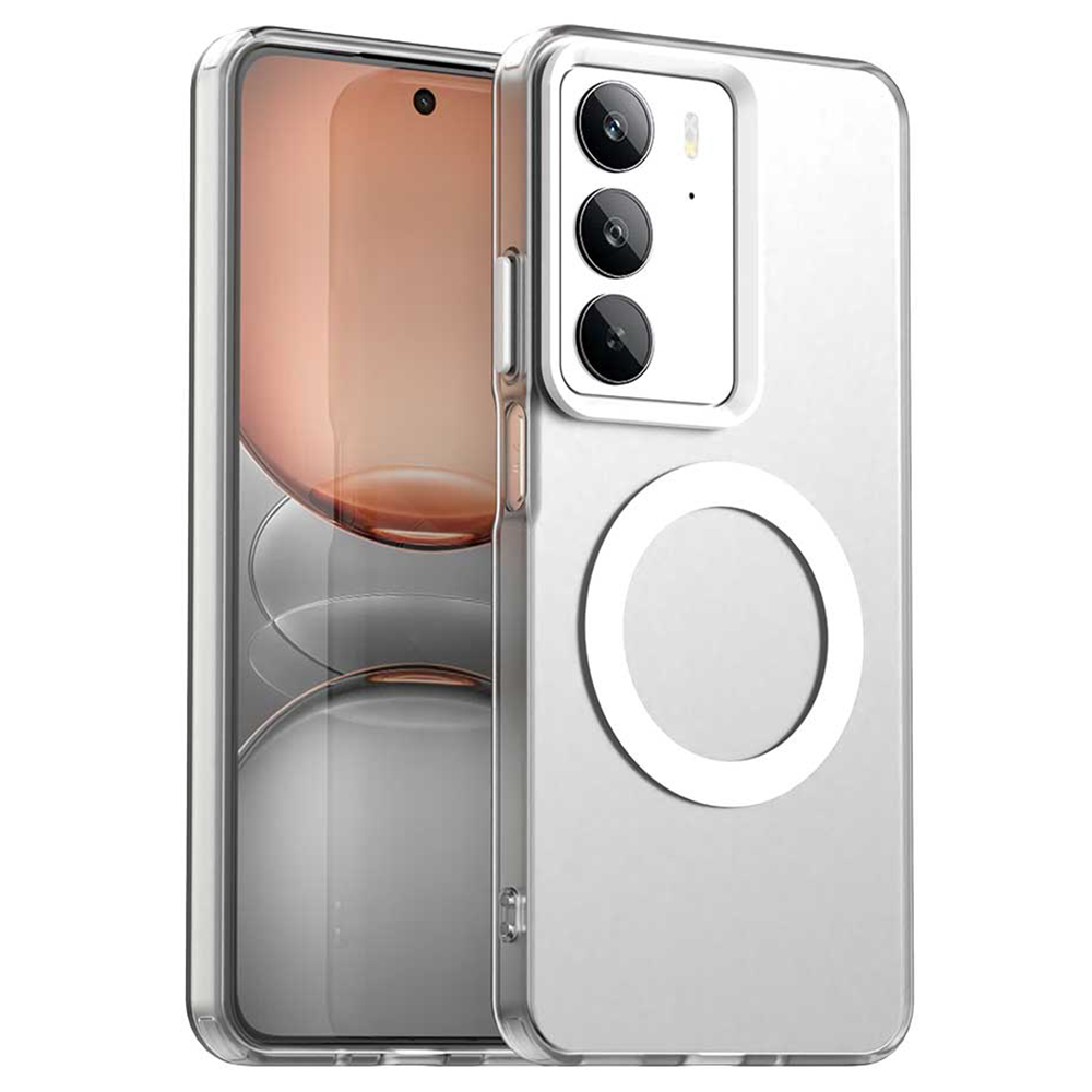 For Realme C75 4G Magnetic Case Anti Drop Hybrid Phone Back Cover - White
