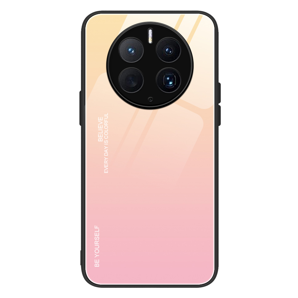 

Für Huawei Mate 50 Pro 4G Gradientenfarbe Temperiertes Glas Rückenhülle Hartgeschmärzt+pc Rückenweiches TPU -stoßschutzschutzabdeckung - Gold / Rosa, Huawei Mate 50 Pro 4G