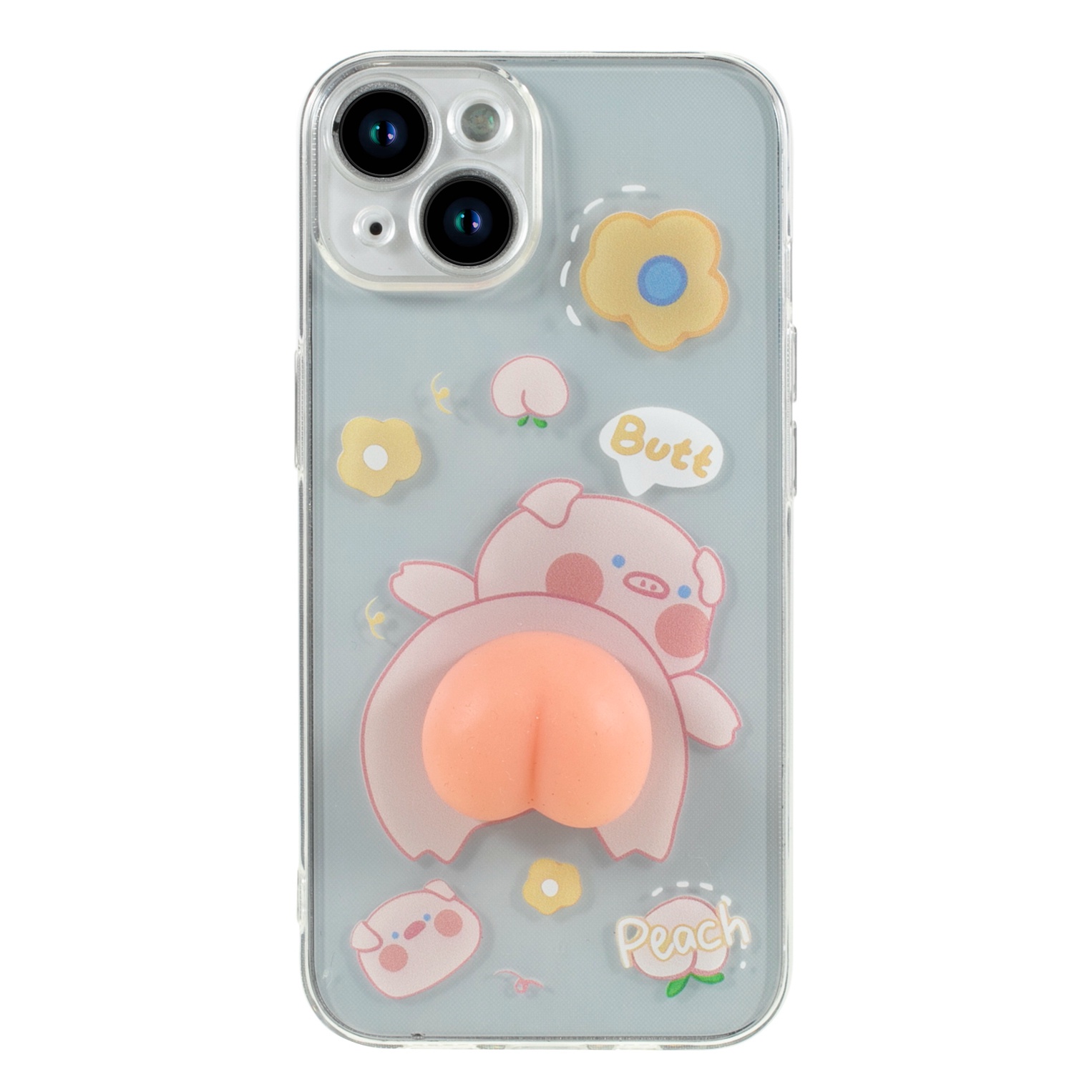 

Squishy Butt Phone Case for iPhone 14, Cartoon Pattern Printing Drop-proof Transparent TPU Back Cover, iPhone 14