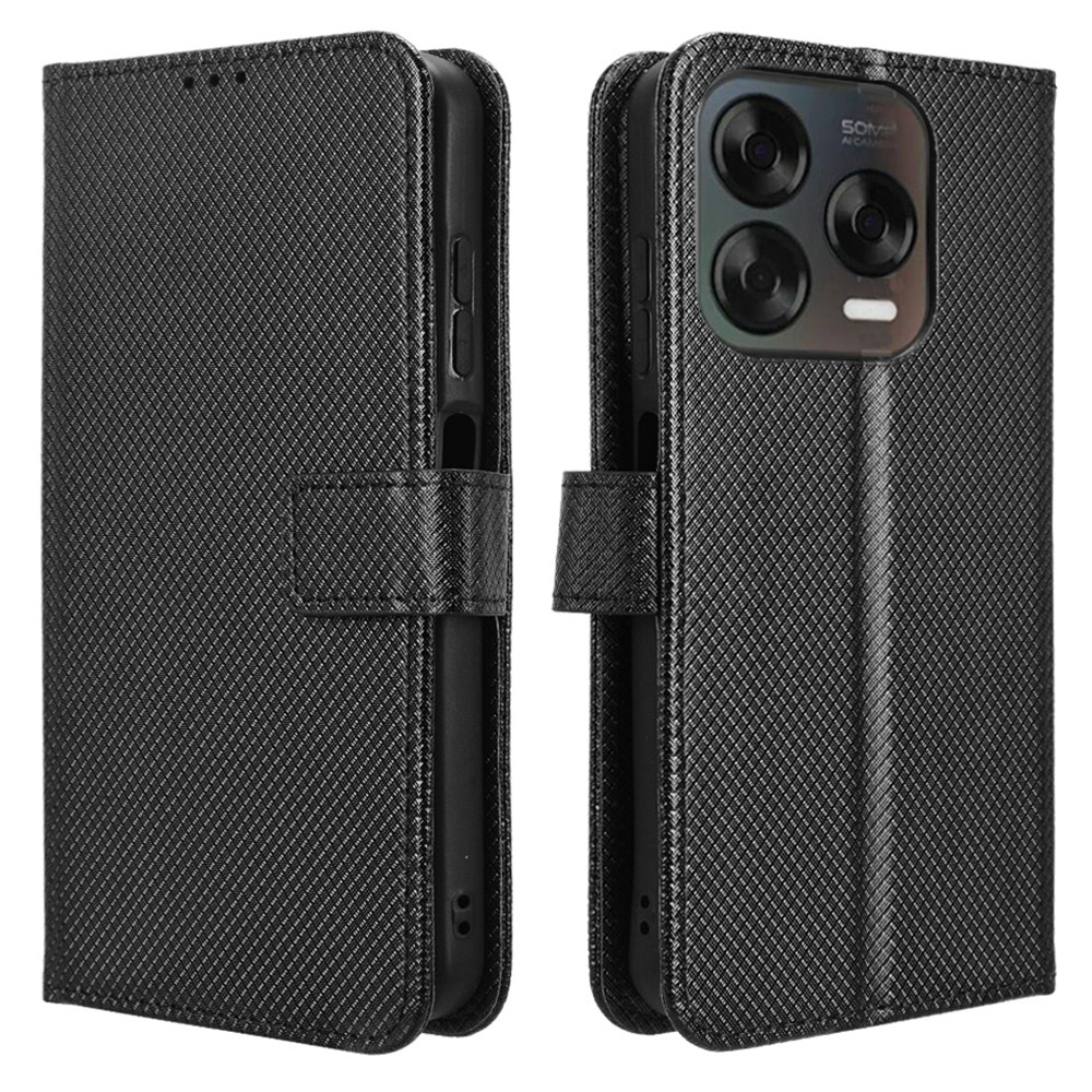 Phone Case For ZTE Blade V70 Design / nubia V70 Design / Blade V70 Vita PU Leather Diamond Texture Wallet Cover - Black