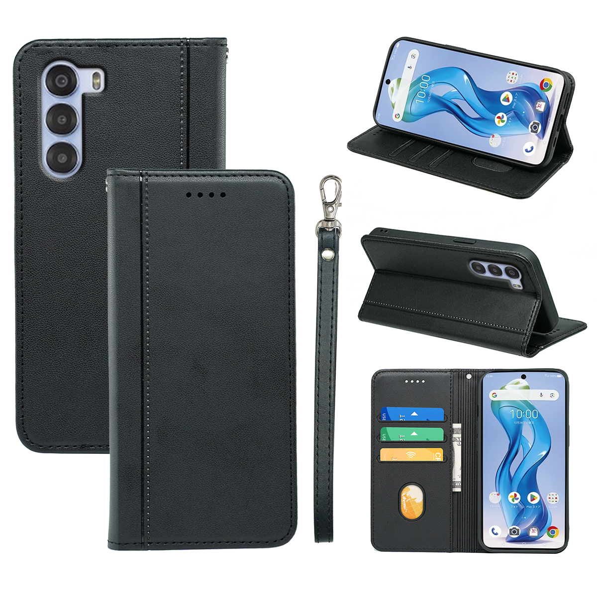 HX01 For ZTE nubia S 5G A403ZT Wallet Case Magnetic Closing PU Leather Phone Cover - Black