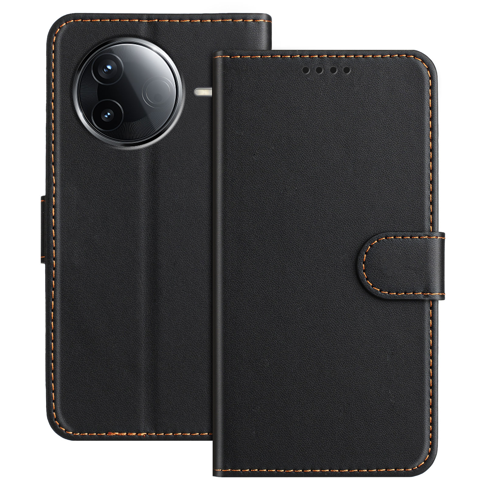 For Xiaomi Poco F7 Ultra 5G / Poco F7 Pro 5G / Redmi K80 Pro 5G / K80 5G Leather Case Wallet Stand Solid Color Anti Drop Phone Cover - Black