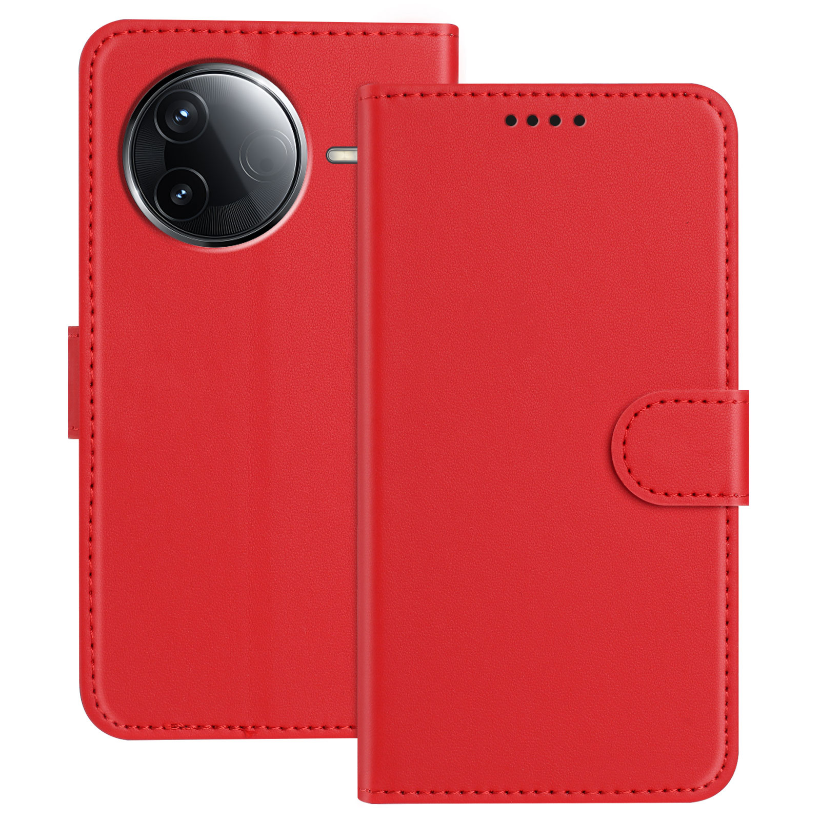 For Xiaomi Poco F7 Ultra 5G / Poco F7 Pro 5G  / Redmi K80 Pro 5G / K80 5G Leather Case Wallet Stand Solid Color Anti Drop Phone Cover - Red