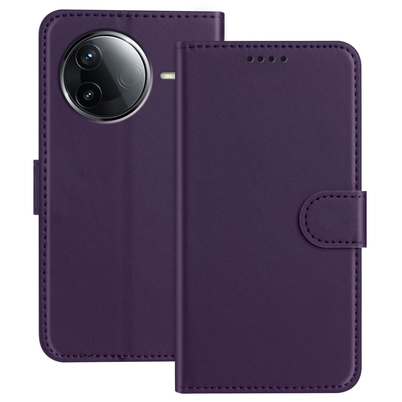 For Xiaomi Poco F7 Ultra 5G / Poco F7 Pro 5G / Redmi K80 Pro 5G / K80 5G Leather Case Wallet Stand Solid Color Anti Drop Phone Cover - Purple