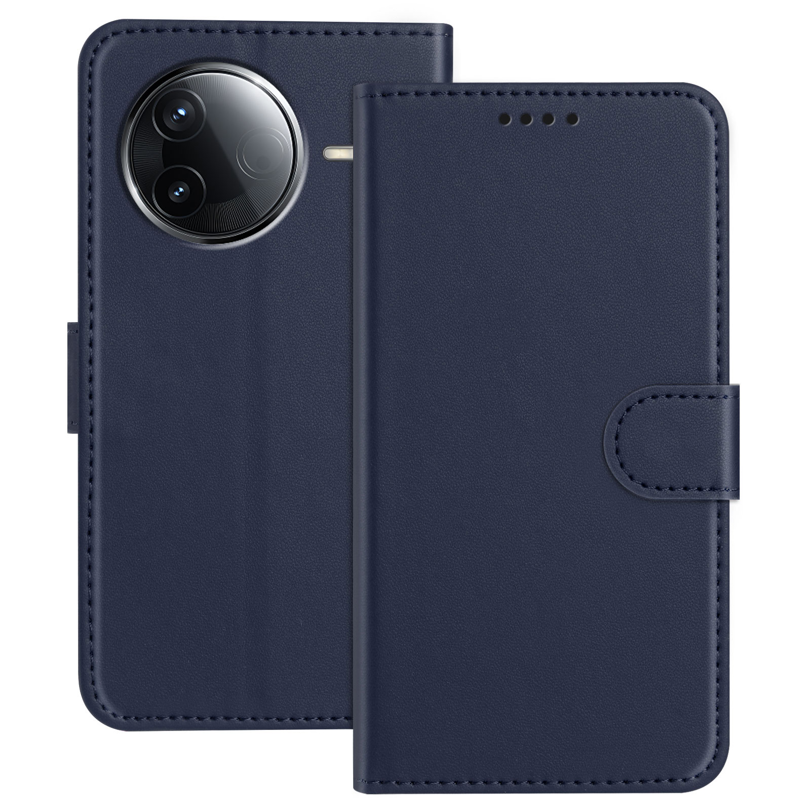 For Xiaomi Poco F7 Ultra 5G / Poco F7 Pro 5G / Redmi K80 Pro 5G / K80 5G Leather Case Wallet Stand Solid Color Anti Drop Phone Cover - Blue