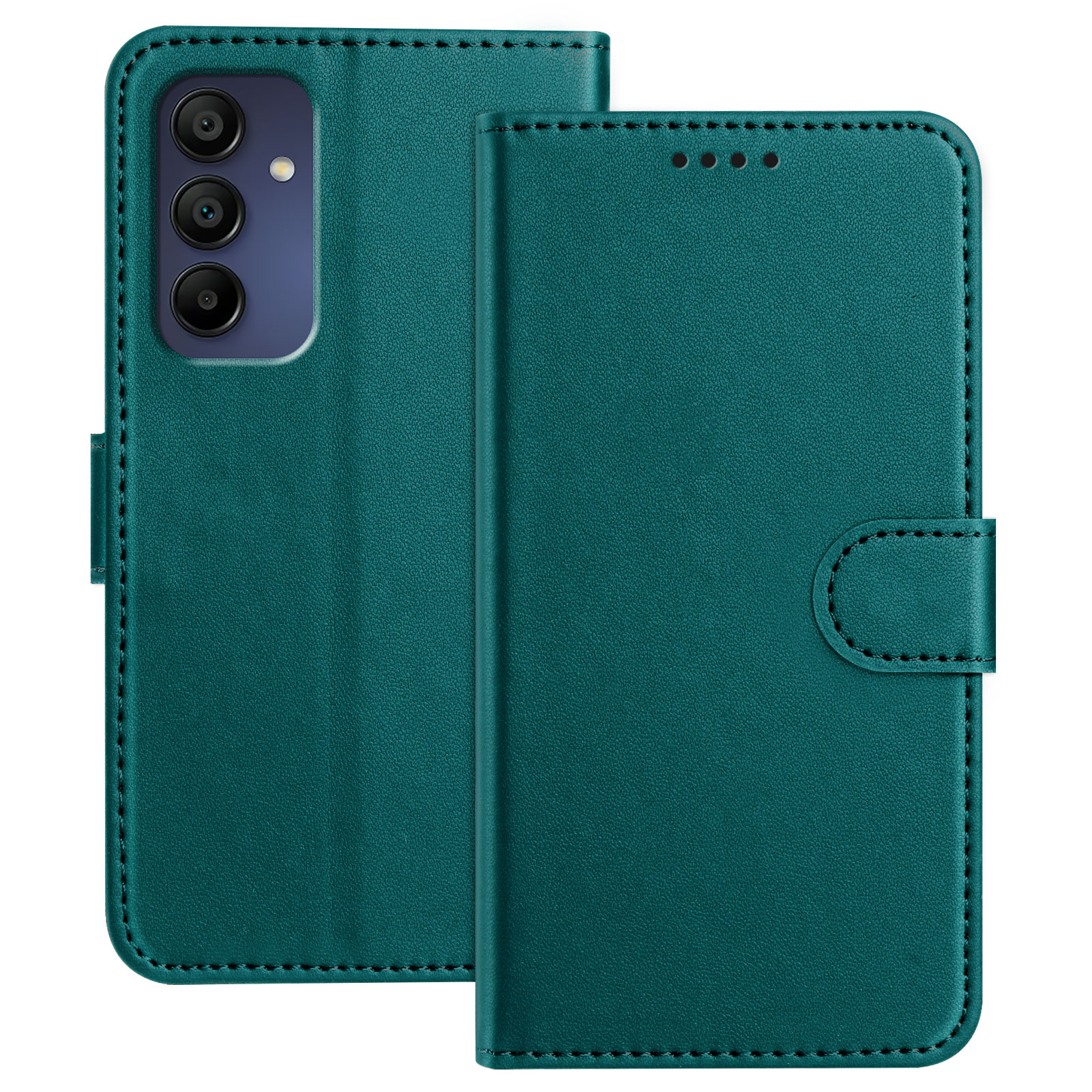 For Samsung Galaxy A16 4G / Galaxy A16 5G Leather Case Wallet Stand Solid Color Anti Drop Phone Cover - Green