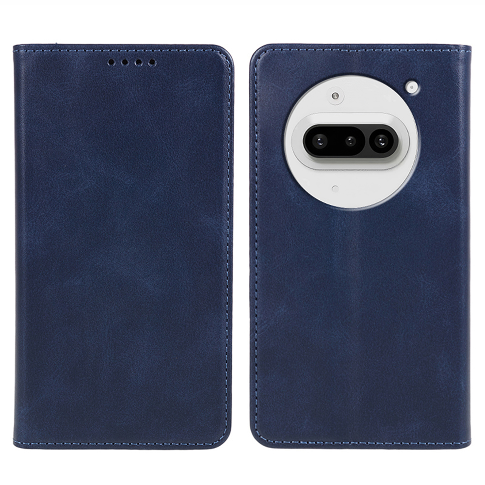 For Nothing Phone (3a) Case Strong Magnetic PU Leather Phone Cover Calf Texture - Blue