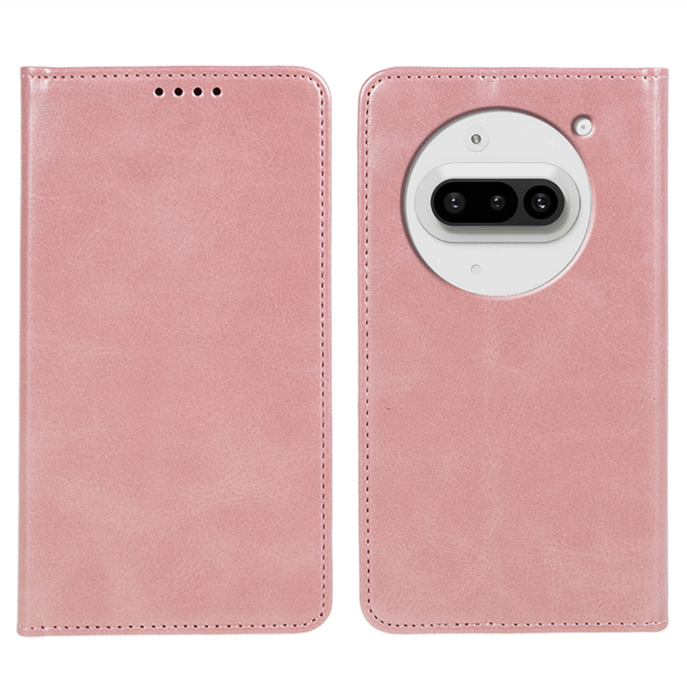 For Nothing Phone (3a) Case Strong Magnetic PU Leather Phone Cover Calf Texture - Rose Gold